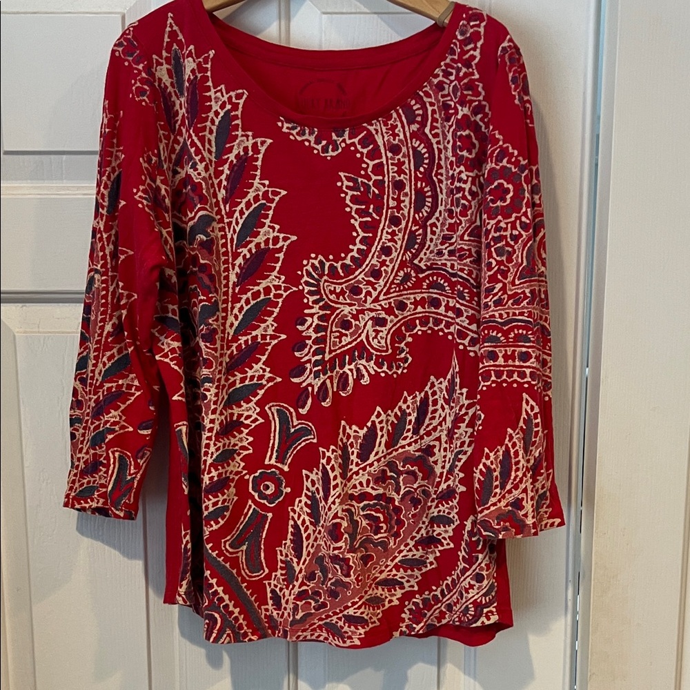 Lucky Brand Red Paisley Blouse